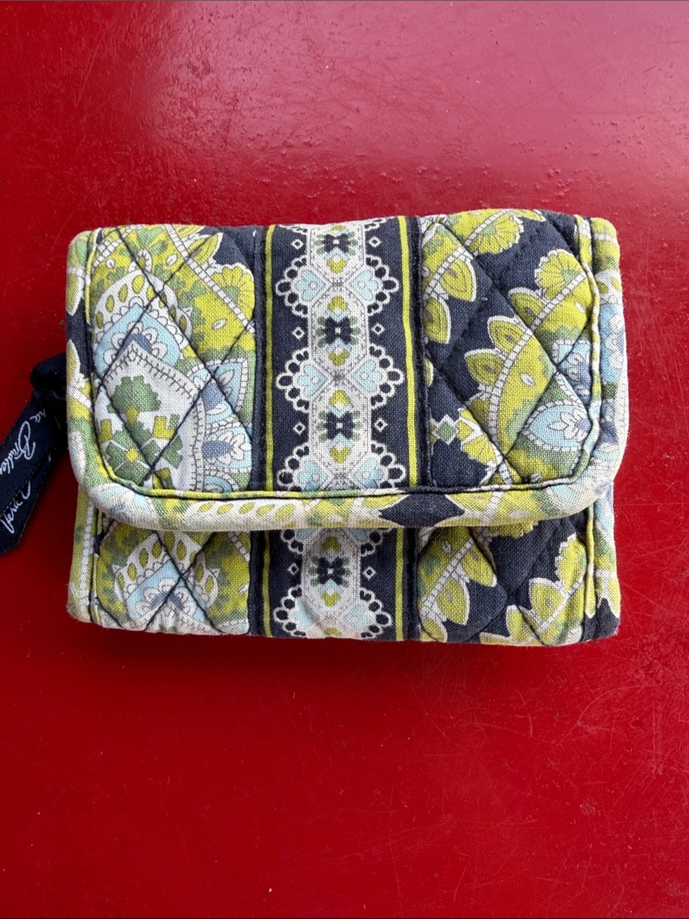 Vera Bradley Quilted Floral Zip-Closure Wallet in Yellow & Gray